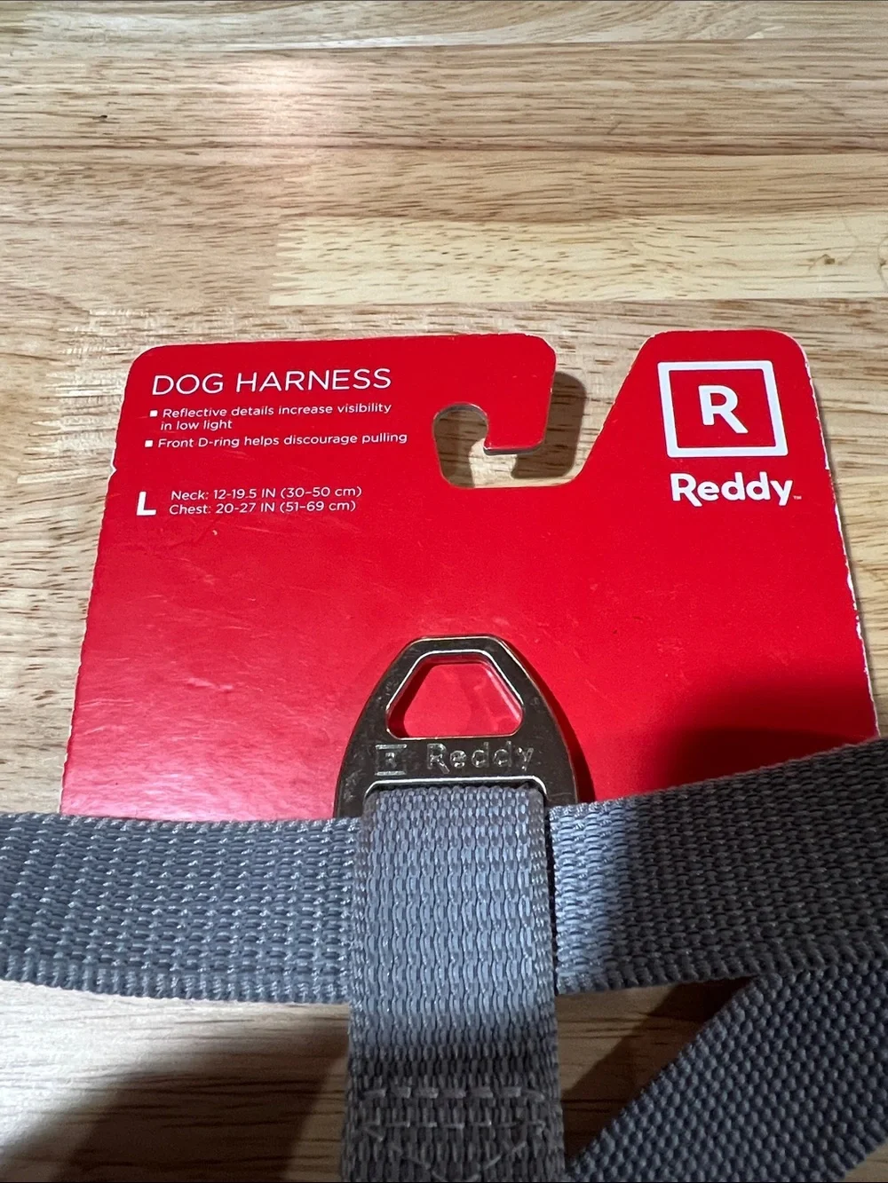 Reddy dog harness gray reflective d-ring 12-19.5” neck 20-27” chest large z98